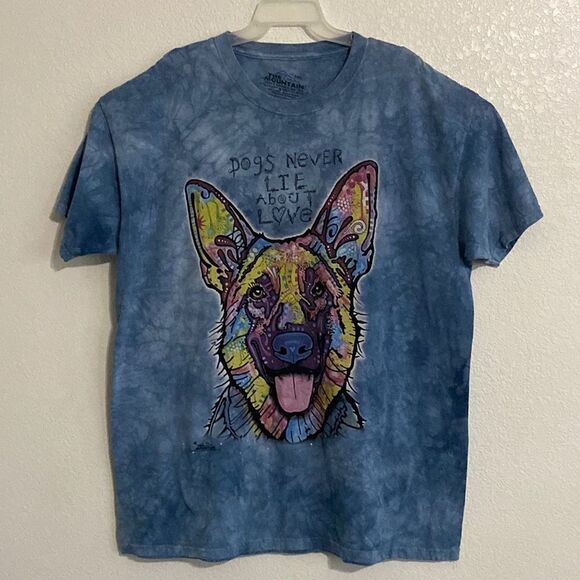 THE MOUNTAIN Tie Dye T Shirt with Dog Print Size 2XL - Picture 1 of 4
